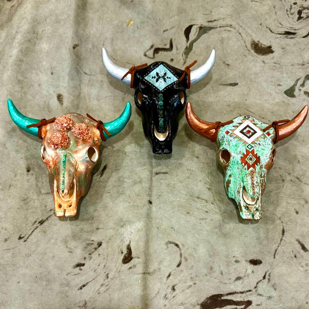 Verdigris (Mini Ceramic Bovine Skull)