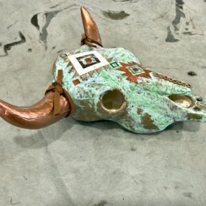 Verdigris (Mini Ceramic Bovine Skull) - Image 3