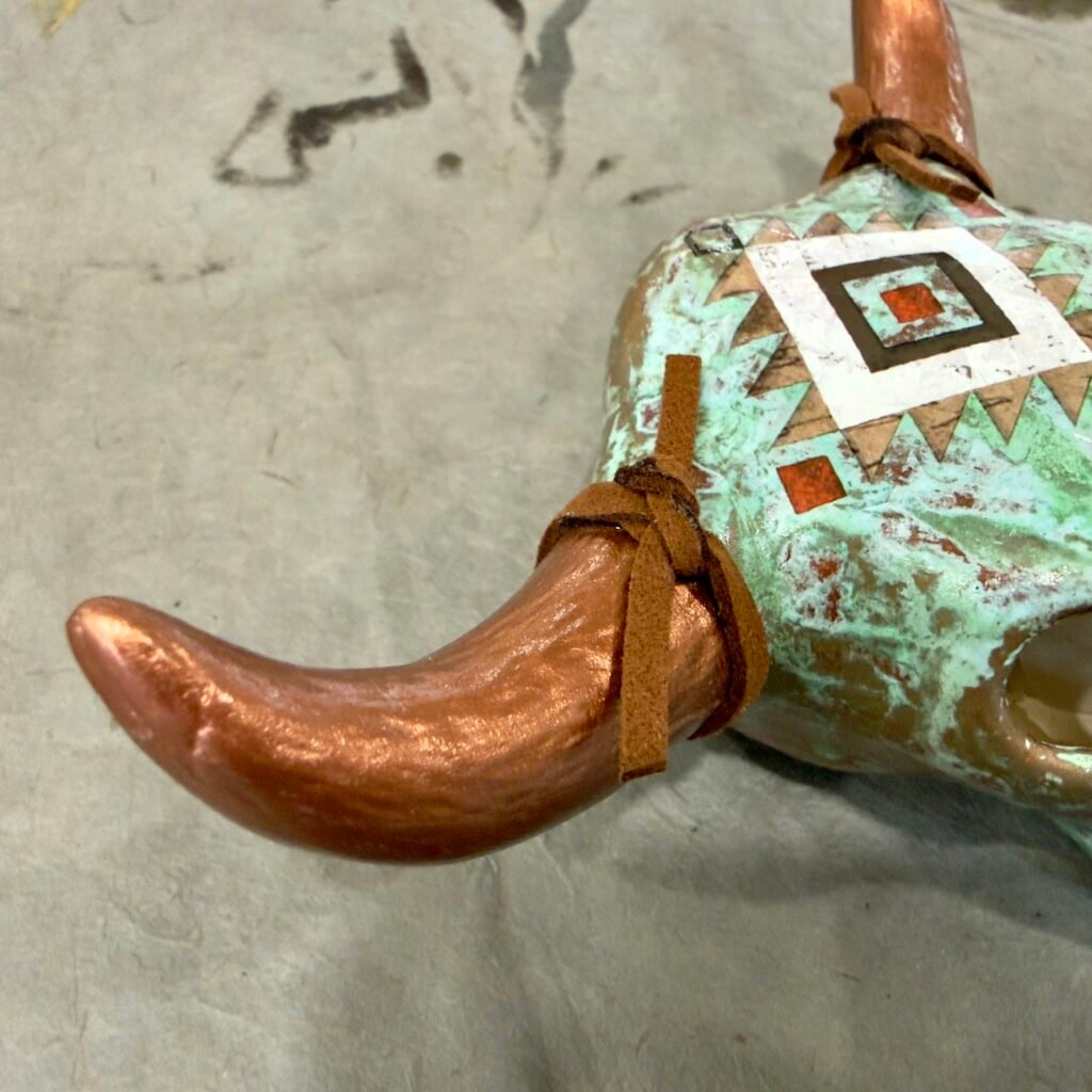 Verdigris (Mini Ceramic Bovine Skull)