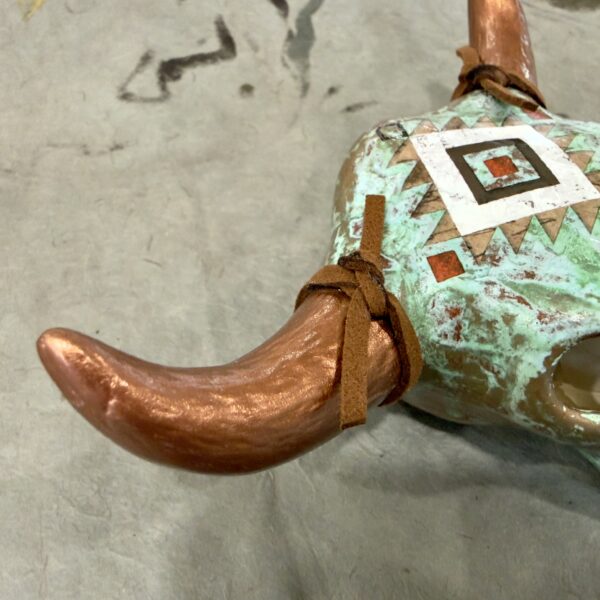 Verdigris (Mini Ceramic Bovine Skull)