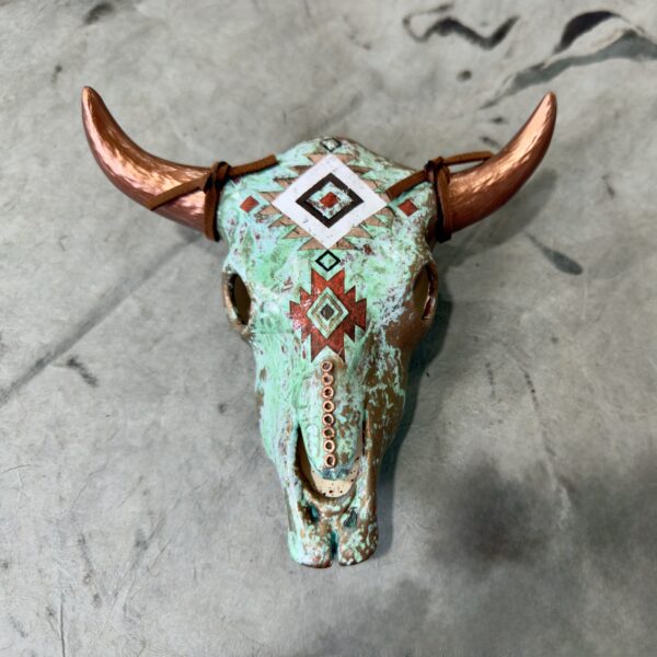 Verdigris (Mini Ceramic Bovine Skull)