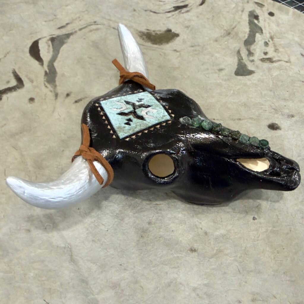 Raven (Mini Ceramic Bovine Skull)