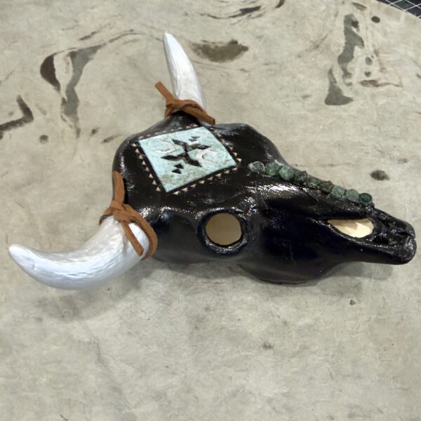 Raven (Mini Ceramic Bovine Skull)